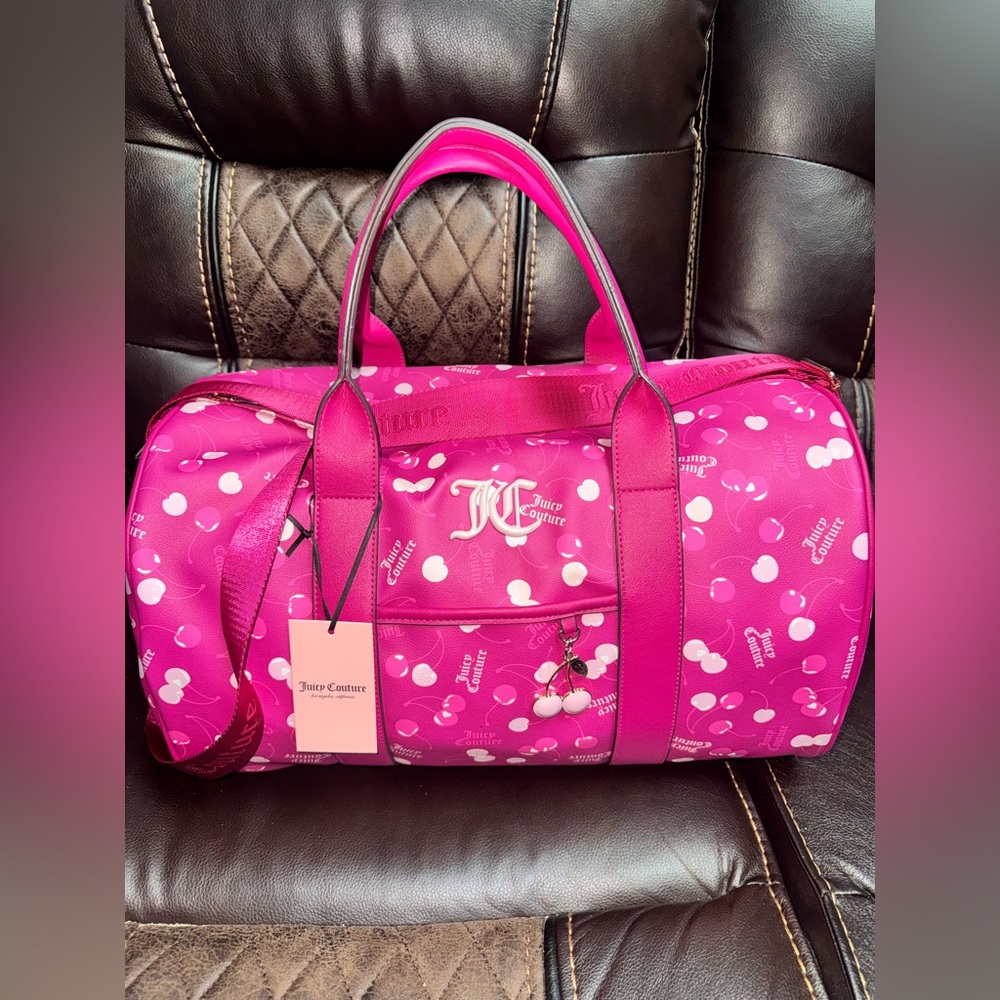 Juicy Couture Cherry On Top Weekender Raspberry Multi Duffle Bag